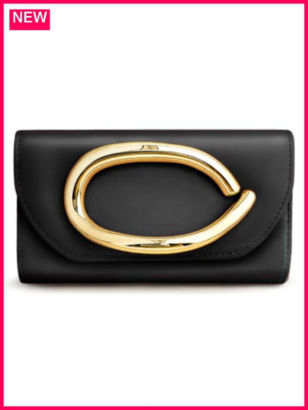 Women Formal PU Leather Evening Bag Clutch with Handle and Chain